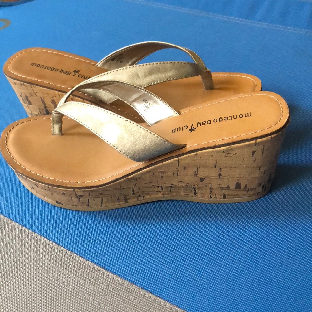 Metallic Wedge Sandals